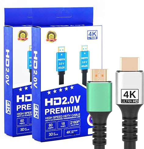 FusionTG 4K HDMI Cable Premium HDMI 2.0 Cable for Ultra HD, High-Speed Data Transfer, 18Gbps, Compatible with XBOX, PS5 and all Gaming Consoles, TV, Monitor, Blu-ray, and Streaming (3M - Pack of 2)
