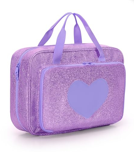 LoDrid bärbar dockväska kompatibel med Barbie dockor 30 cm, dockförvaringsväska med handtag och flera fickor för att rymma 6 dockor, kläder och andra tillbehör, Lila, Väskorganiserare