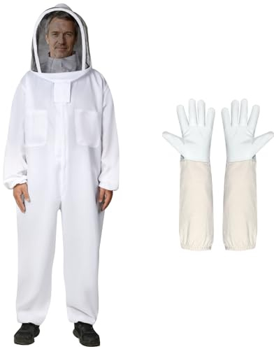 Berverra Multi-Size Professional Bee Suit for Beekeeper Sting Proof Suits with Glove & Ventilated Hood, Beekeeping Suit for Men Women, Bees Outfit for Backyard (XL for 5'7''-5'11'')