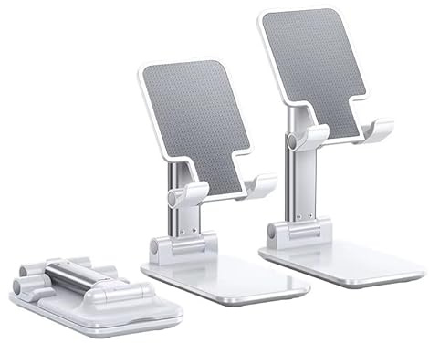 Support de téléphone réglable pour bureau, support pliable pour appareil mobile, support de téléphone réglable en hauteur (blanc)