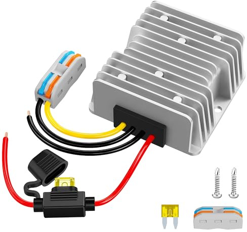 MICTUNING Convertitore di tensione da 24 V, 36 V, 48 V a 12 V, convertitore Step Down, convertitore impermeabile DC-DC 12 V, stabilizzatore di tensione per carrello da golf, auto, motore, camion, auto