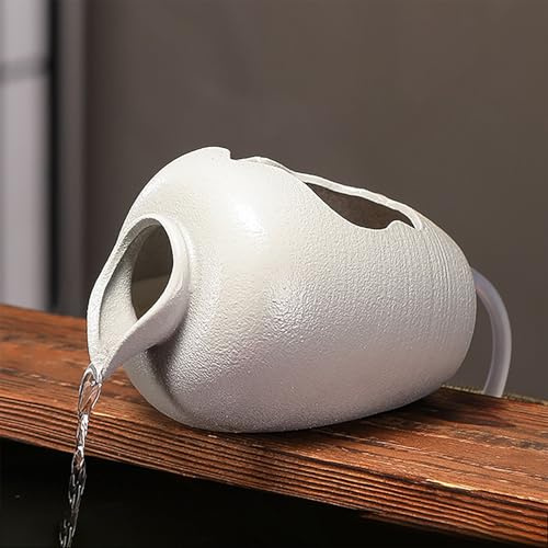 Gartenbrunnen Im Freien Wasserspeier Für Teich Wasserspiel, DIY Keramiktopf Dekoration, Handbemalte Teichdeko, Springbrunnen Wasserspiel für den Gartenteich(White,15*11*11cm/5.9*4.3*4.3in)