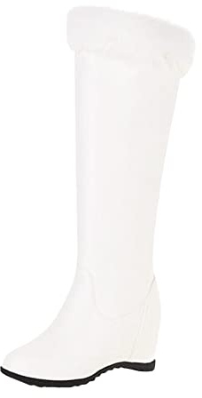 cfpqv Stivali da equitazione da donna, in pelle, imbottiti, invernali, da cowboy, per autunno e inverno, da lavoro, bianco, 39 EU