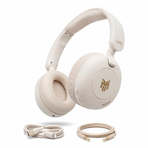 LMS Wireless Headphones with Noise Cancelling Mic,Bluetooth headsets with microphone noise-cancelling - Over ear wireless headphones with Mic - PC Headset, iOS & Android, USB C Charging, Long Battery