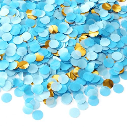 30000 Stück Blau-Gold Konfetti (100g) - Glänzende Rundscheiben für Hochzeit, Jubiläum, Babyparty, Geburtstag, Feier Event