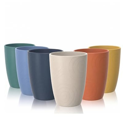 Wrova Wiederverwendbar Trinkbecher Kinder 350 ml – 6er-Set Plastikbecher Mikrowellen- und Spülmaschinengeeignet–Mehrfarbig