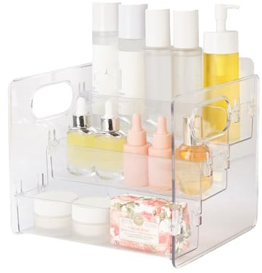 YiuMieYouMie Makeup Organiser, Skincare Storage, Bottle Display Solution, 3 Tier Cosmetic Display Stand For Lipsticks, Jewelry, Nail Polish Essential Oils, Makeup Storage Organiser For Vanity Dressing