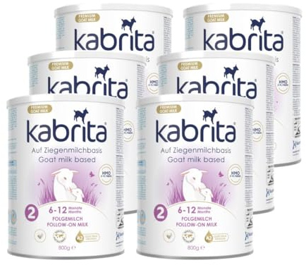 KABRITA | Ziegenmilch Folgemilch/Stage 2 mit HMO 6-12 Monate | Hochwertige Babynahrung - Baby Milch, nahrhaft* und sanft zum Babybauch | Inhalt: 800g Babynahrung-Milchpulver - 6er Pack