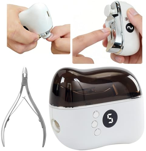 Elektrischer Nagelschleifer +Adlerknipser Set - 3-in-1 mit integriertem Purpurlicht, 3 Geschw, leise - Inkl. Staubauffang, Alloy-Scheiben, für Maniküre/Pediküre、dicke、spröde Nägel & die ganze Familie