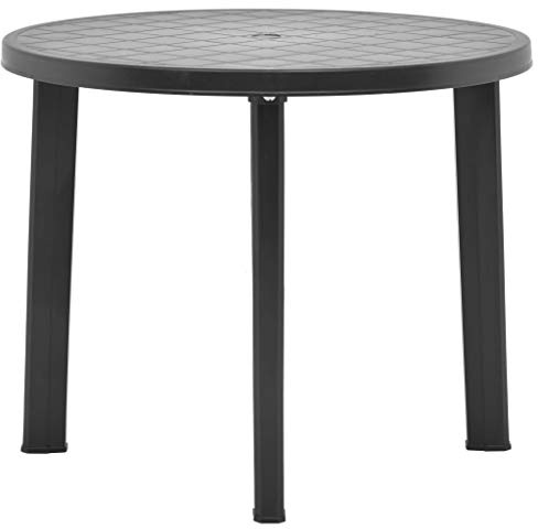 Zeehear trädgårdsbord antracit plast 89 cm runt väderbeständigt för trädgård terrass balkong, utrymmesbesparande lätt, perfekt som sidobord, loungebord eller matbord för utomhusbruk