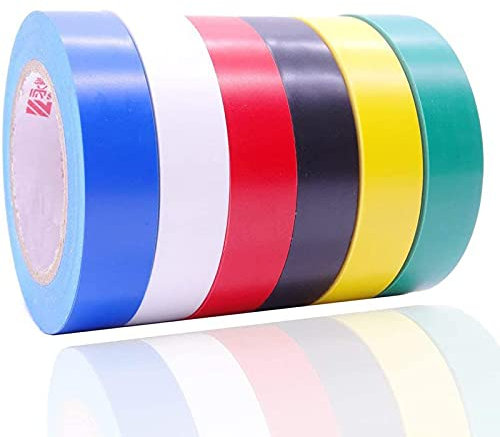 Maveek 6 Pack Mixed Colour Electrical Insulation Tape Adhesive Gaffer Tape