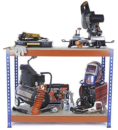 Professional/Commercial Extra HEAVY DUTY 2 Level Workbench 400kg(UDL) Workstation Home Garage DIY Work Table 900mm H x 1200mm W x 600mm D - 400KG UDL