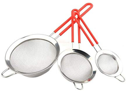 Colador de malla de acero inoxidable 304 con mango de silicona, colador de zumo y té, herramientas de cocina