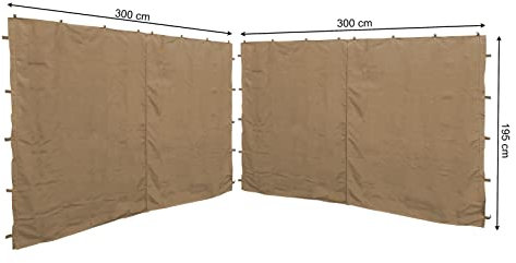 QUICK STAR 2 Pannelli Laterali con Zip 300x195cm per padiglioni 3x3m Parete Laterale Beige RAL 1001