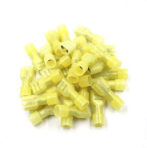 50 Stück Flachsteckhülsen weiblich gelb 4-6 mm² Steckbreite 6,3mm Vollisolierte Steckverbinder Kabelschuhe Verbinder