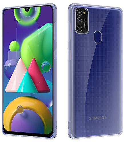 HSP Transparent Case compatible with Samsung Galaxy M21 | Premium TPU Silicone Case | Scratch-Resistant Shockproof Clear | Microdot Cell Phone Case | Custom-fit, soft, transparent protective case | Non-yellowing, crystal clear, precise cut-outs, raised edges, mobile phone protective case, silicone case, phone cover