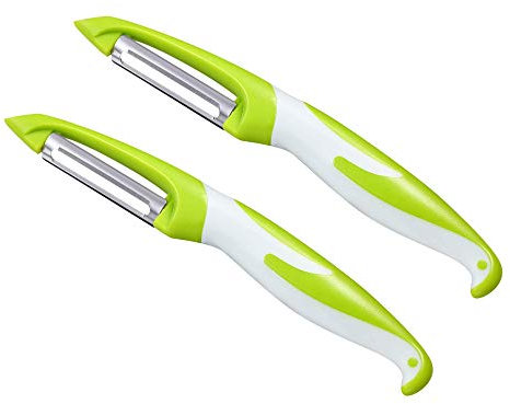 Aiqeer 2 Piezas Pelador Multifunción de Frutas y Verduras, Giratorio, de Patatas, Cuchilla Afilada, Diseño de Mango Cómodo, Fácil de Usar (Verde)