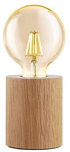 Mengjay Trade Lampe de chevet industrielle lampe de bureau structure en avec base en bois Lampe de table moderne nuit lumière E27 base en bois Rétro Lampe de Table pour table de chevet de bureau