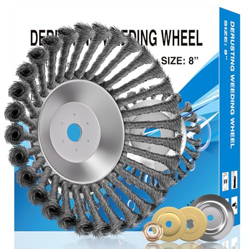 Fadun Unkrautbürste für Freischneider 200 x 25,4 mm StahlbüRste Unkrautbuerste Wildkrautbürste für Motorsense Drahtbürste Freischneider für effektive Moosentfernung und Unkraut