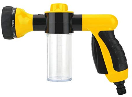 Pulvérisateur d'eau de mousse de jardin, laveuse d'outil de nettoyage de pistolet à eau de mousse de lavage de voiture de jet à haute pression pour le lavage de voiture, l'arrosage de plantes(jaune)