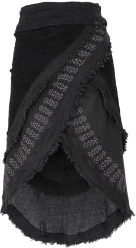 GURU SHOP Goa Falda Envolvente, Falda Tribal de Capas, Falda Boho, para Mujer, Negro , Talla única