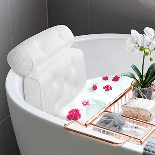 Clamak Badewannenkissen – Badekissen mit 4D Air-Mesh-Technologie − Badewannen Kissen mit 7 Saugnäpfen – Stützendes Nackenkissen Badewanne