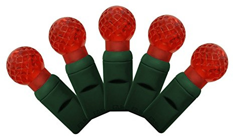 EZLS G12 Red LED String Lights 25ft (50bulbs) - G12 Christmas Light Strand