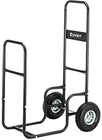 cheminée Porte-bûches Chariot de bois de chauffage avec de grandes roues Cheminée Journal Logement routard de transport en bois Porte-support de rangement for extérieur intérieure 22 0lbs Stockage Boi
