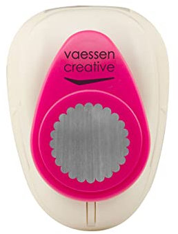 Vaessen Creative Craft Paper Punch - Scalloped Circle - 2,5 x 2,5 cm - Circle Cutter for Crafting and Card Making, White/Pink