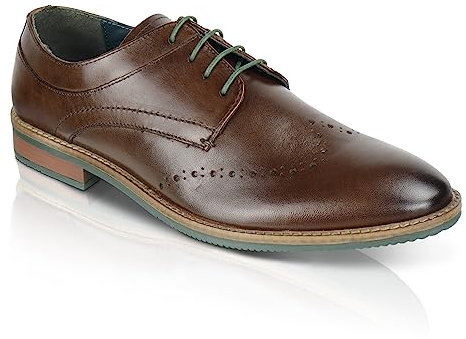 Silver Street London Men's Herbie Formal Leather Brogue Shoes, Wedding Shoes, Smart Shoes for Mens, Brown, 8