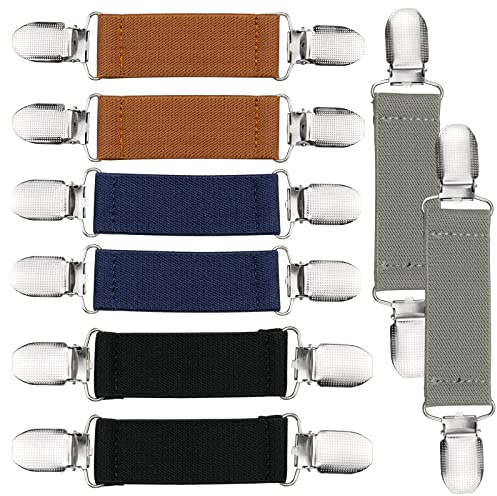 oupados 8 st tröjor och västklämmor, elastiska handskar, handskklämmor med elastiska band, passklämma för kläder, barn- och vuxenärmar och vantar (4 färger)