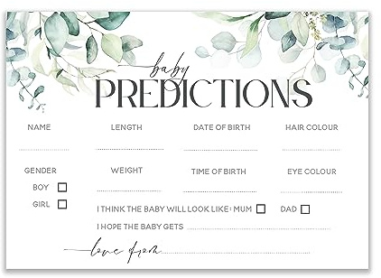 The Little Party Company Baby Shower Game - Pack of 10 Baby Botanical Prediction Cards (BSKENSINGTONPRED10)