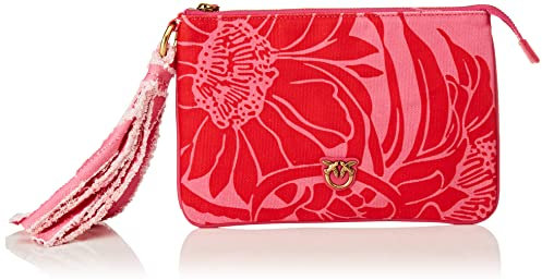 Pinko Flat Classic Canvas Riciclato, Borsa Donna, Nr1_rosa/Rosso, Taglia unica