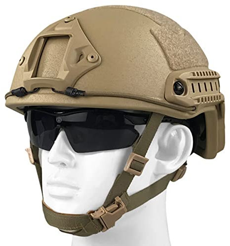 WLXW Level 3 Kugelsicherer Helm, Taktischer Ballistischer Helm Aus PE-Polyethylen, Fr Airsoft Wargame CS Outdoor-Aktivitten, Tan