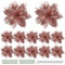 TOYANDONA 12PCS 14cm/ 5.5in Silver Poinsettia Artificial Flowers with Clips and Stems Glitter Christmas Tree Poinsettia Decorations for Xmas Wedding Party Wreath (Rose Gold)