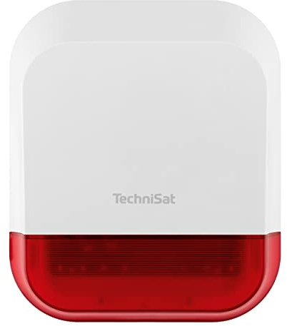 TechniSat TECHNISMART Außensirene - für das TECHNISMART Alarmsystem | Erweiterung, Einbruchalarm, 115 dB Lautstärke, rot blinkendes Licht, IP54, kabelloser Batteriebetrieb, einfache Einbindung