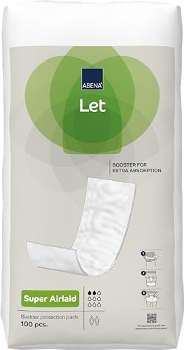 ABENA Let Super Airlaid - Almohadillas de incontinencia para mujeres y hombres, paquete de 100 unidades, estas almohadillas absorbentes se pueden utilizar como compresas sanitarias para un flujo