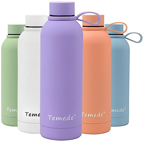 Temede Large Stainless Steel Insulated Water Bottle 1L, Vacuum Flask BPA-Free, 12hrs Hot & 24hrs Cold Drinks, Thermal Metal Sports Bottles, Leakproof Double Wall Drinking for Kids, Gym, Running,Travel
