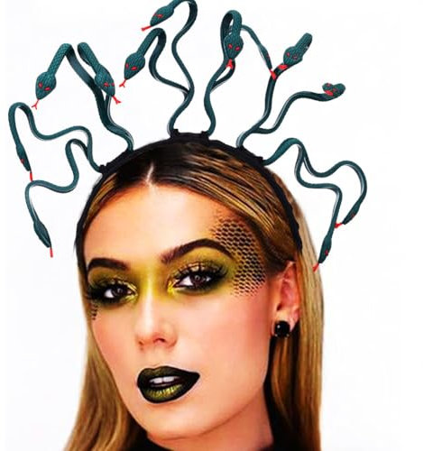 Zoestar Medusa - Diadema de serpiente, tocado de diosa griega, disfraz de Halloween, aro de pelo egipcio, accesorios para el cabello para mujeres y niñas (verde)