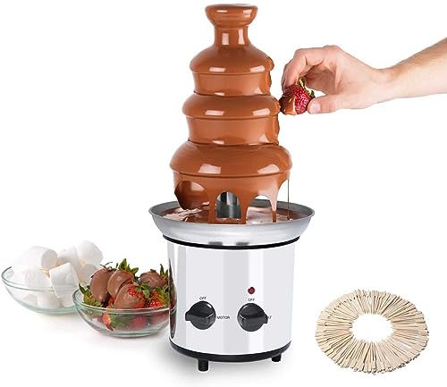 FJAUOQ Fuente De Chocolate Fuente 170 Watt Fuente De Chocolate Crema De Chocolate Capacidad MáXima En Chocolate 1 Kg FuncióN De RéChauffement En Acero Inoxidable