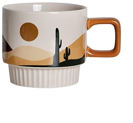ESOUY Taza de café taza de cerámica pintada a mano personalizada taza de 320 ml para cereales de desayuno con leche para casa, oficina y escuela taza de té (Color: A)