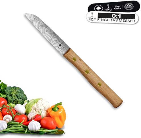 Premium Gemüsemesser - Extra Scharf, Allzweckmesser, Solingen, Schälmesser, Küchenmesser, Kneipchen, edler Holzgriff, Rostfrei (Blatt, Buche)