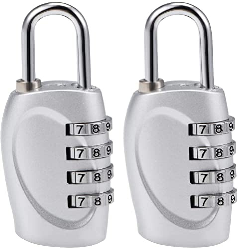 XYWHPGV Cadenas à combinaison à 4 chiffres, cadenas à code à manille de 4 mm, ton argent, 2 pièces(613f4 ee6ce 7b331 2fb1c 04c64 7b6c1