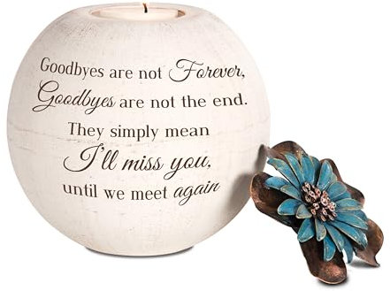 Pavilion Gift Company - I'll Miss You, Until We Meet Again - 5 Round Tealight Terracotta Candle Holder with Metal Lid in Memory Loss of Loved One Remembrance Bereavement Grief Funeral Gift