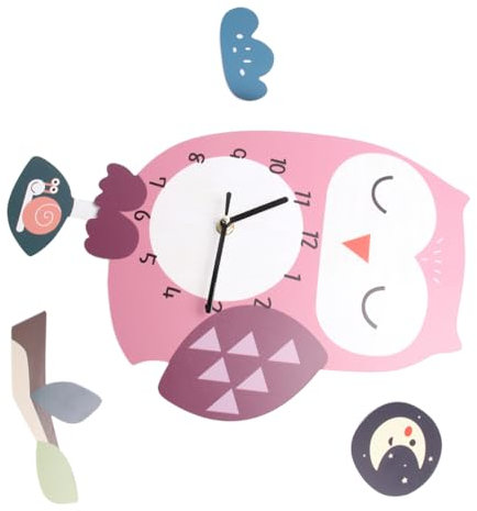 TOPPERFUN Cartoon Wanduhr Eule Aus Umweltfreundlichem Material Leise Präzise Kinderzimmer Klassenzimmer Wanddekoration