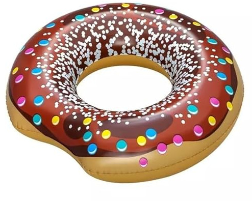Giant Brown Doughnut Swim Ring Inflatable Rubber Donut Pool Float Lounger Kids Adults 42 Swimming Tube
