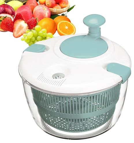 CYTBEK Salad Spinner, 5L Salad Dryer Salad Spinners, Salad Washer with Clear Serving Bowl, Lettuce Spinner Dryer, Easy to Clean, Manual Salad Washer for Kitchen Ideal for Vegetables Fruits