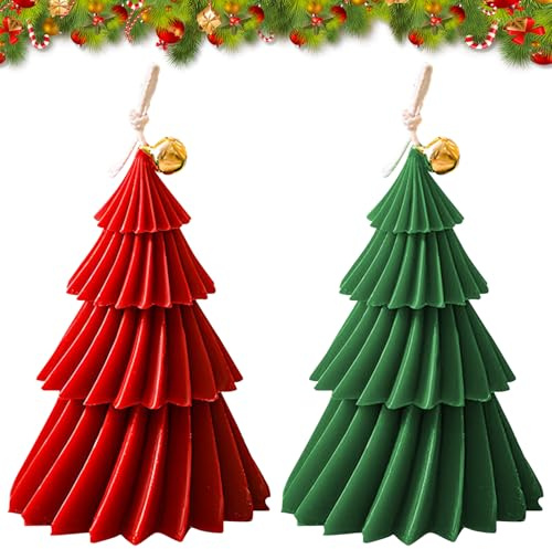 2 Piezas Vela con Forma de Arbol de Navidad Vela perfumada Velas de Aromaterapia de Cera de Soja para Chimenea Decoración de Mesa para Fiestas (B)