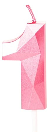 Rosa Kerze zum 1. Geburtstag für Kuchen, Tortenaufsätze zum 1. Geburtstag