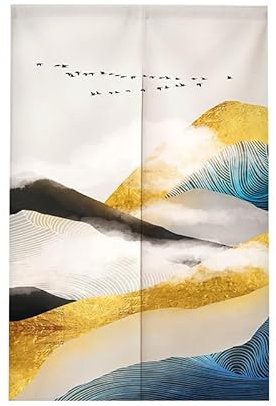 Türvorhang Gold Schwarz Blau Küchenvorhänge Polyester Raumteiler Vorhang Kurz Scheibengardinen mit Teleskopstange Vorhänge Kurz Türvorhang Insektenschutz Fliegenvorhang Terrassentür 80x200cm